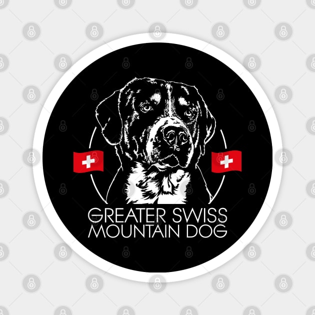 Greater Swiss Mountain Dog portrait Magnet by wilsigns